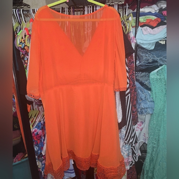 ❄️❄️ Like New ASOS CURVE orange Cut Out Dress Size 20 - Picture 6 of 7